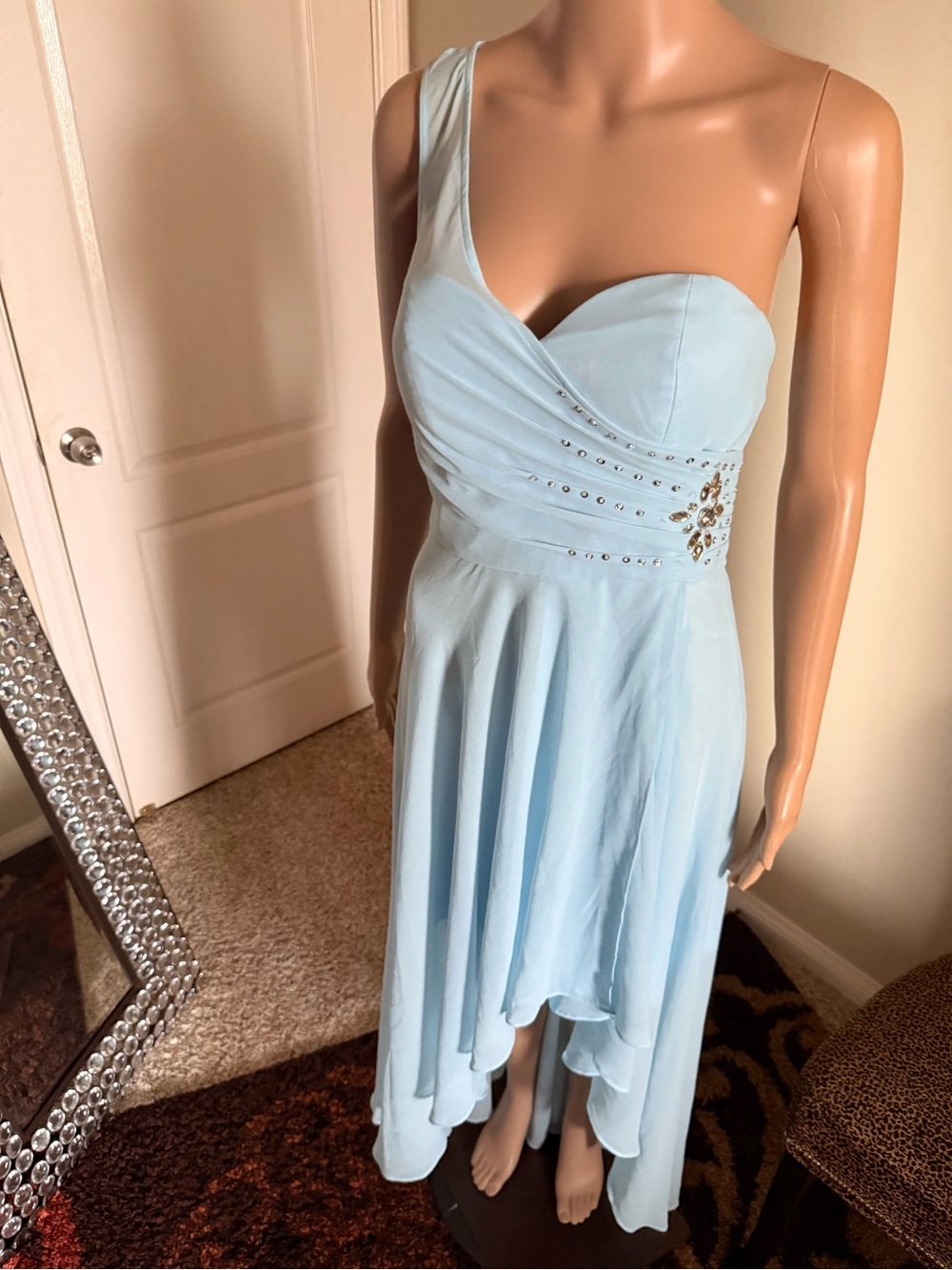 Ever Pretty One-Shoulder Light Blue Asymmetrical Evening Dress